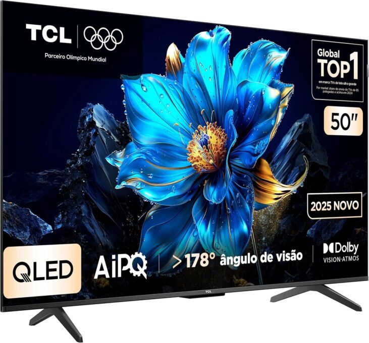 Smart TV TCL 50” QLED 4K P7K – Google TV, Dolby Vision 3 Smart TV TCL 50” QLED 4K P7K – Google TV, Dolby Vision - Imagem 3