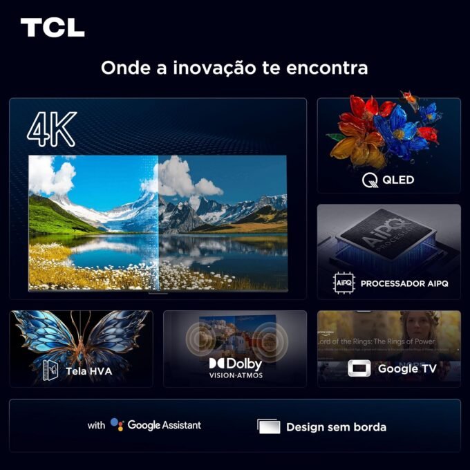 Smart TV TCL 50” QLED 4K P7K – Google TV, Dolby Vision 4 Smart TV TCL 50” QLED 4K P7K – Google TV, Dolby Vision - Imagem 4