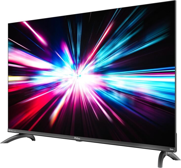 Smart TV 40 Philco Roku TV LED PTV40M9GR2CGB é boa? 6 Smart TV 40 Philco Roku, LED e áudio Dolby, modelo PTV40M9GR2CGB, exibindo tela com imagem nítida.