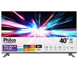 Smart TV 40” Philco PTV40M9GR2CGB Roku LED com Dolby Audio, Processador Quad Core e Busca Inteligente.
