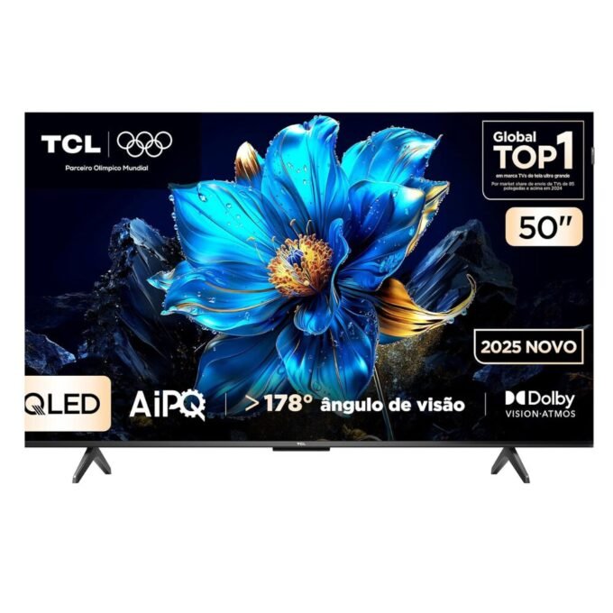 Smart TV TCL 50” QLED 4K P7K – Google TV, Dolby Vision 1 Smart TV TCL 50 Polegadas QLED 4K P7K WiFi Bluetooth Google TV HDR10+ Dolby Atmos Dolby Vision 50P7K