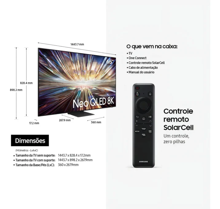 Samsung Ai Tv 65 Neo Qled 8k Mini LED 65qn800d 5 Samsung Ai Tv 65 Neo Qled 8k Mini LED 65qn800d - Imagem 5